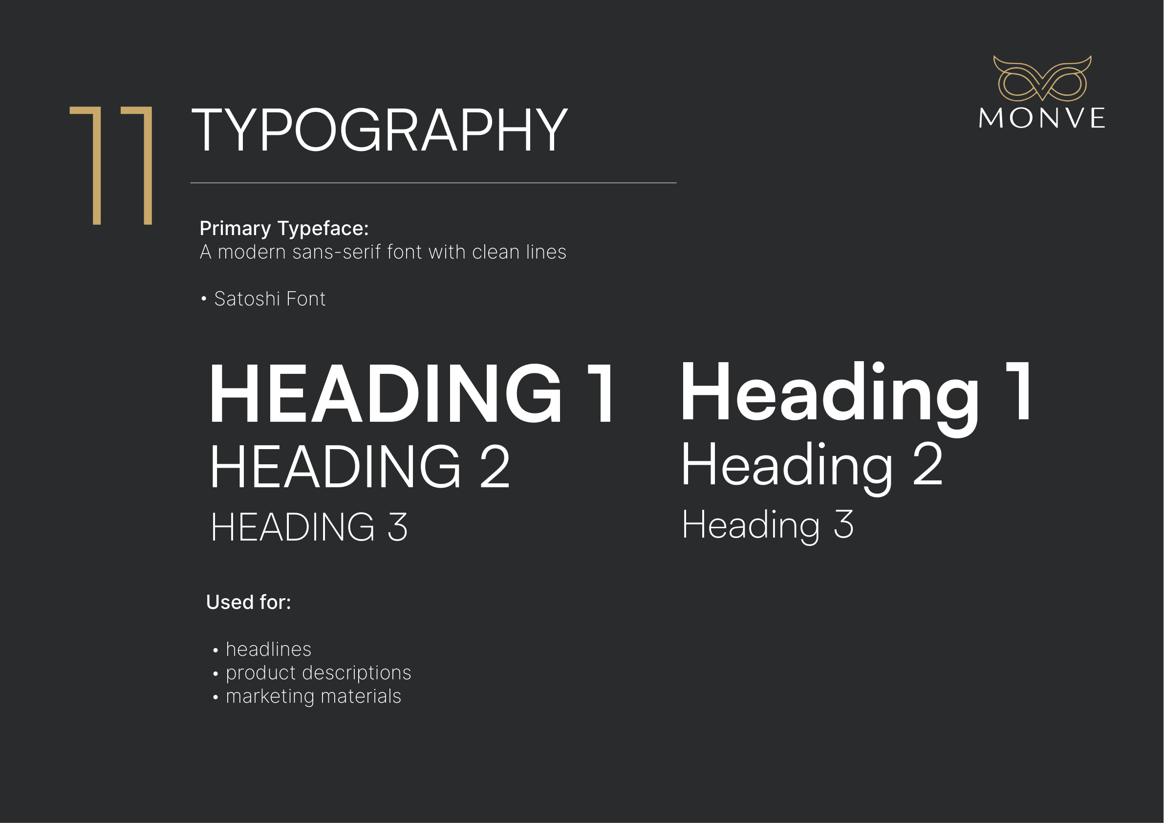 MONVE typography guideline page